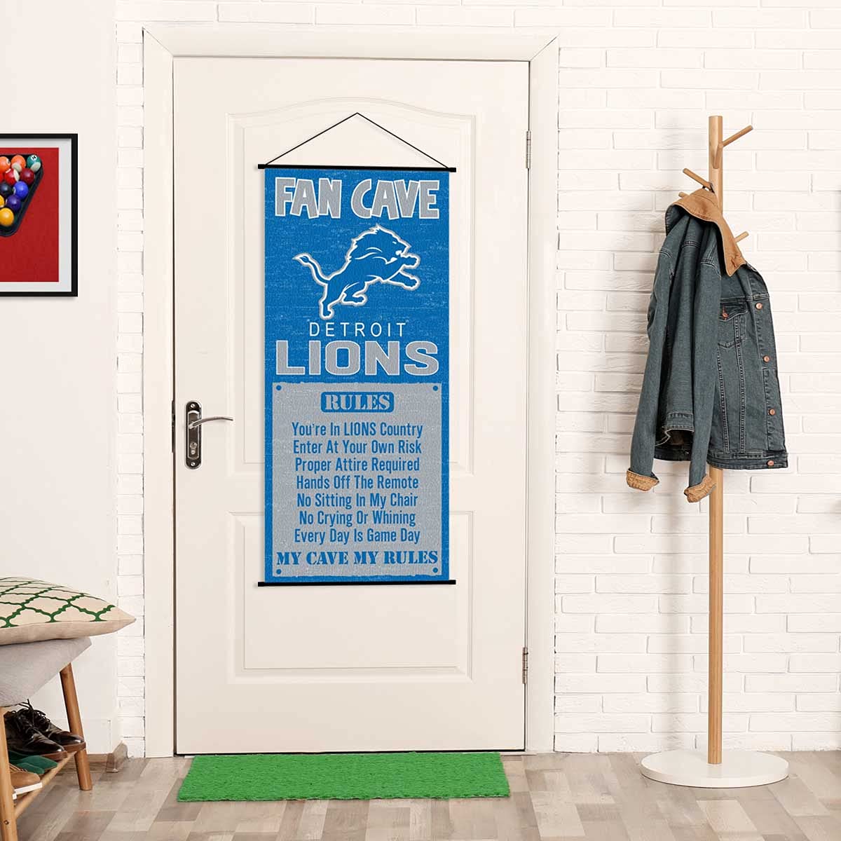 WinCraft Detroit Lions Man Cave Fan Banner Wall Door Scroll - Sports Collectibles, Sports Memorabilia, Sports Fan Shop, Sports Gifts
