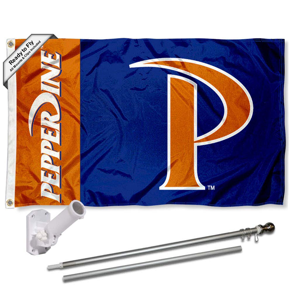 College Flags & Banners Co. Pepperdine Waves 3x5 Flag and Pole Bracket Mount Bundle - Sports Collectibles, Sports Memorabilia, Sports Fan Shop, Sports Gifts