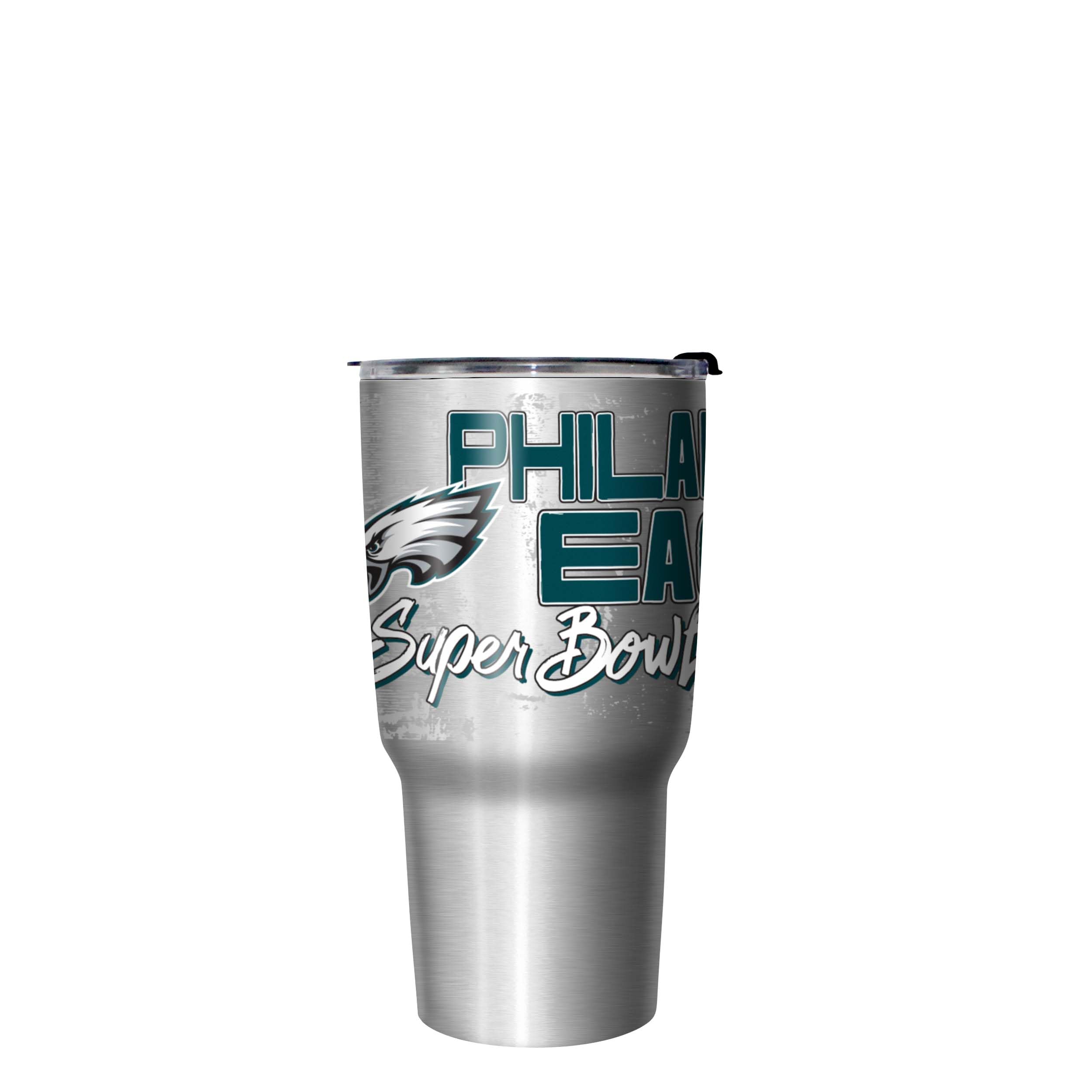 FOCO Philadelphia Eagles NFL Super Bowl LIX Champions 27 oz Stainless Steel Tumbler - Stencil Silver Diamond - Sports Collectibles, Sports Memorabilia, Sports Fan Shop, Sports Gifts