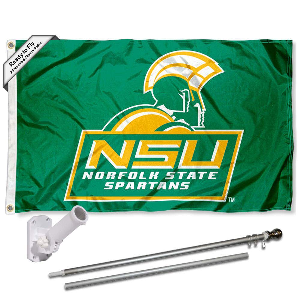 College Flags & Banners Co. Norfolk State University Flag and Pole Bracket Mount Bundle - Sports Collectibles, Sports Memorabilia, Sports Fan Shop, Sports Gifts