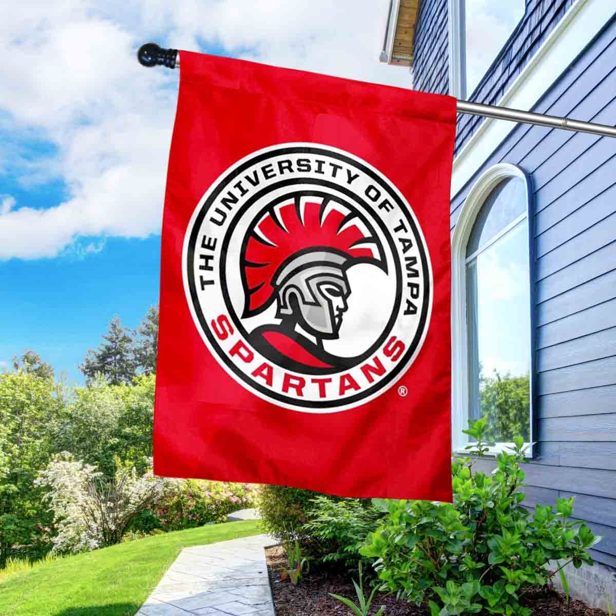 College Flags & Banners Co. Tampa Spartans Logo Double Sided House Flag with Flag Pole Set - Sports Collectibles, Sports Memorabilia, Sports Fan Shop, Sports Gifts
