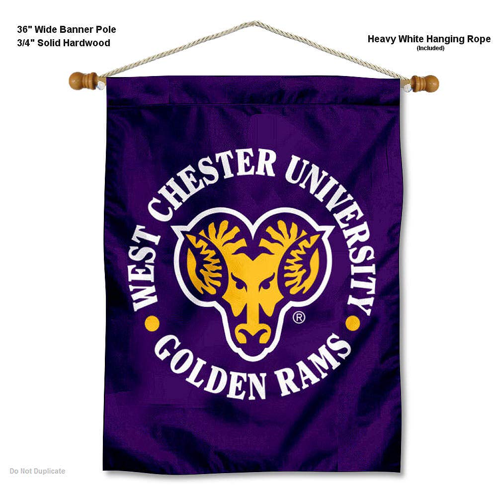 West Chester Golden Rams Double Sided House Flag and Wood Banner Pole Set - Sports Collectibles, Sports Memorabilia, Sports Fan Shop, Sports Gifts