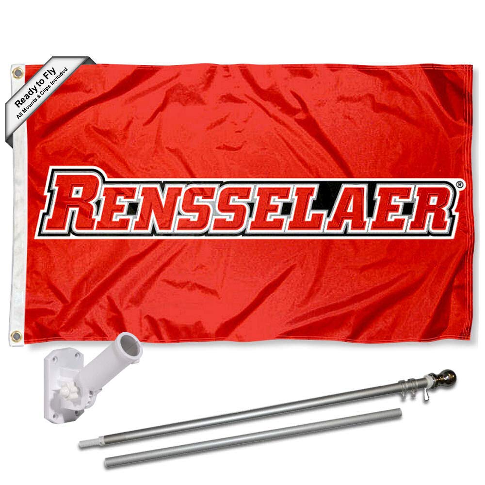 College Flags & Banners Co. Rensselaer Engineers Flag and Pole Bracket Mount Bundle - Sports Collectibles, Sports Memorabilia, Sports Fan Shop, Sports Gifts