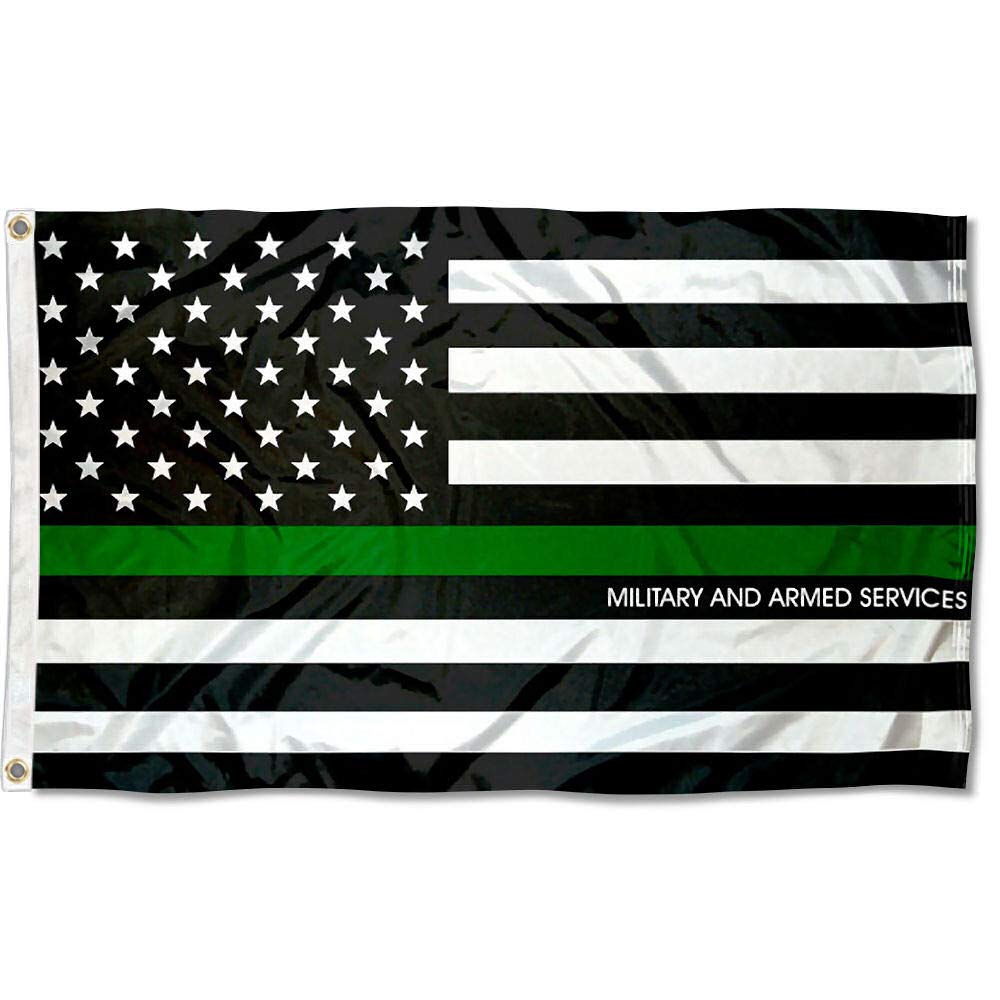 Sports Flags Pennants Company Military and Armed Services Thin Line Flag 3x5 Foot Banner - Sports Collectibles, Sports Memorabilia, Sports Fan Shop, Sports Gifts