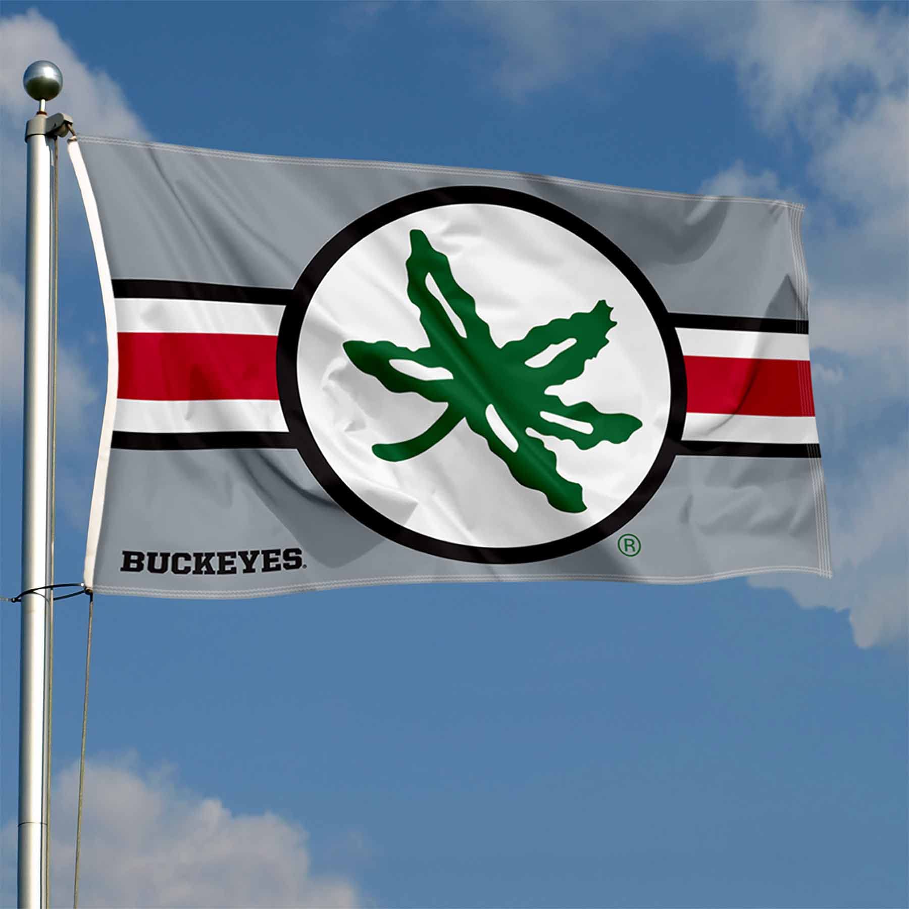 Ohio State Buckeyes Buckeye Leaf 3x5 Banner Flag - Sports Collectibles, Sports Memorabilia, Sports Fan Shop, Sports Gifts