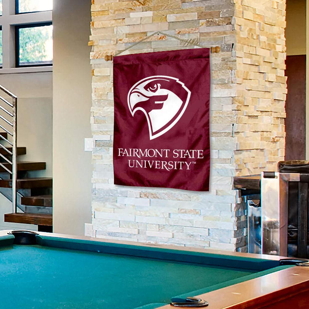 Fairmont State Fighting Falcons Double Sided House Flag and Wood Banner Pole Set - Sports Collectibles, Sports Memorabilia, Sports Fan Shop, Sports Gifts