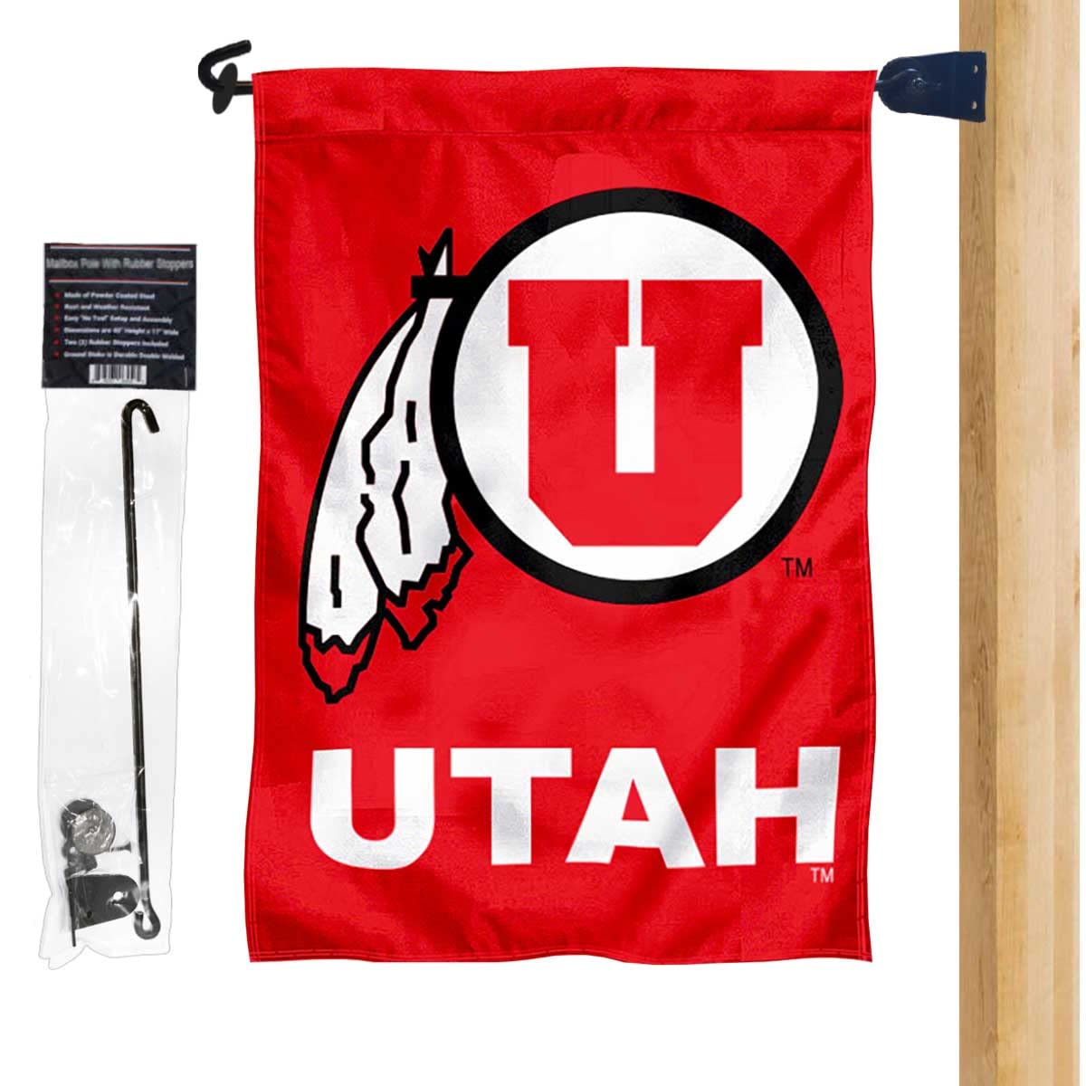 University of Utah Garden Flag and Mailbox Post Pole Mount Holder Set - Sports Collectibles, Sports Memorabilia, Sports Fan Shop, Sports Gifts