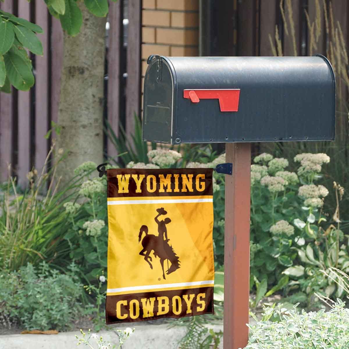 College Flags & Banners Co. Wyoming Cowboys Garden Flag and Mailbox Post Pole Mount Holder Set - Sports Collectibles, Sports Memorabilia, Sports Fan Shop, Sports Gifts