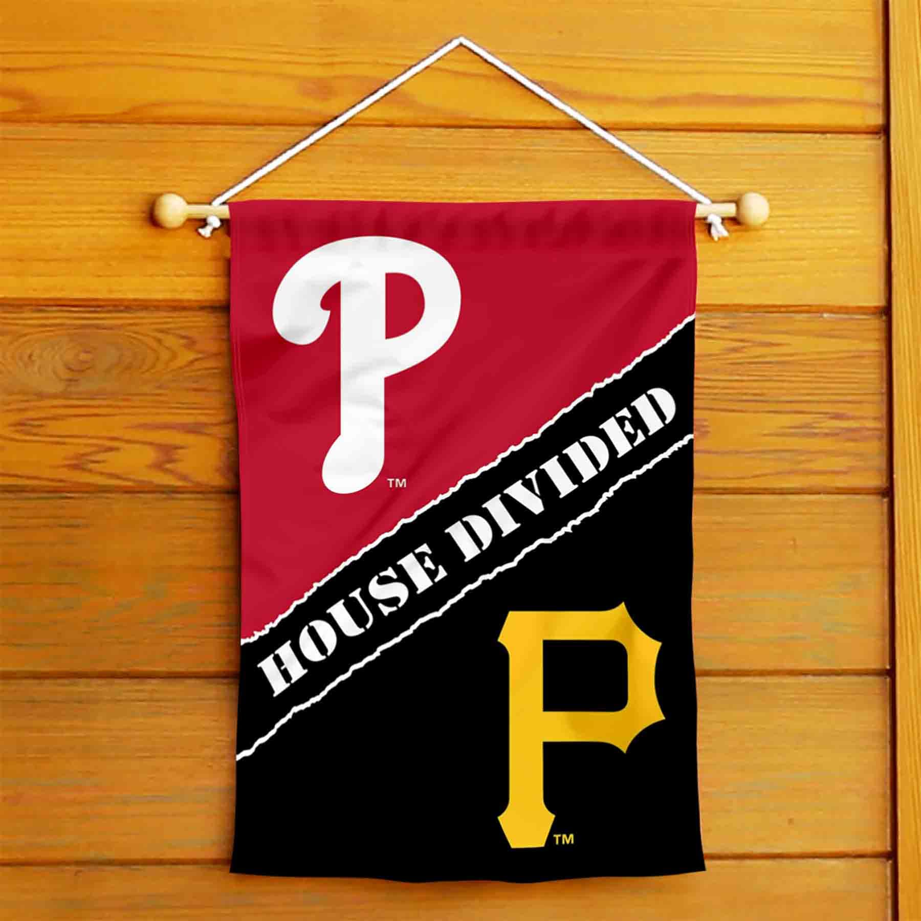 WinCraft House Divided Phillies and Pirates Double Sided Garden Flag - Sports Collectibles, Sports Memorabilia, Sports Fan Shop, Sports Gifts