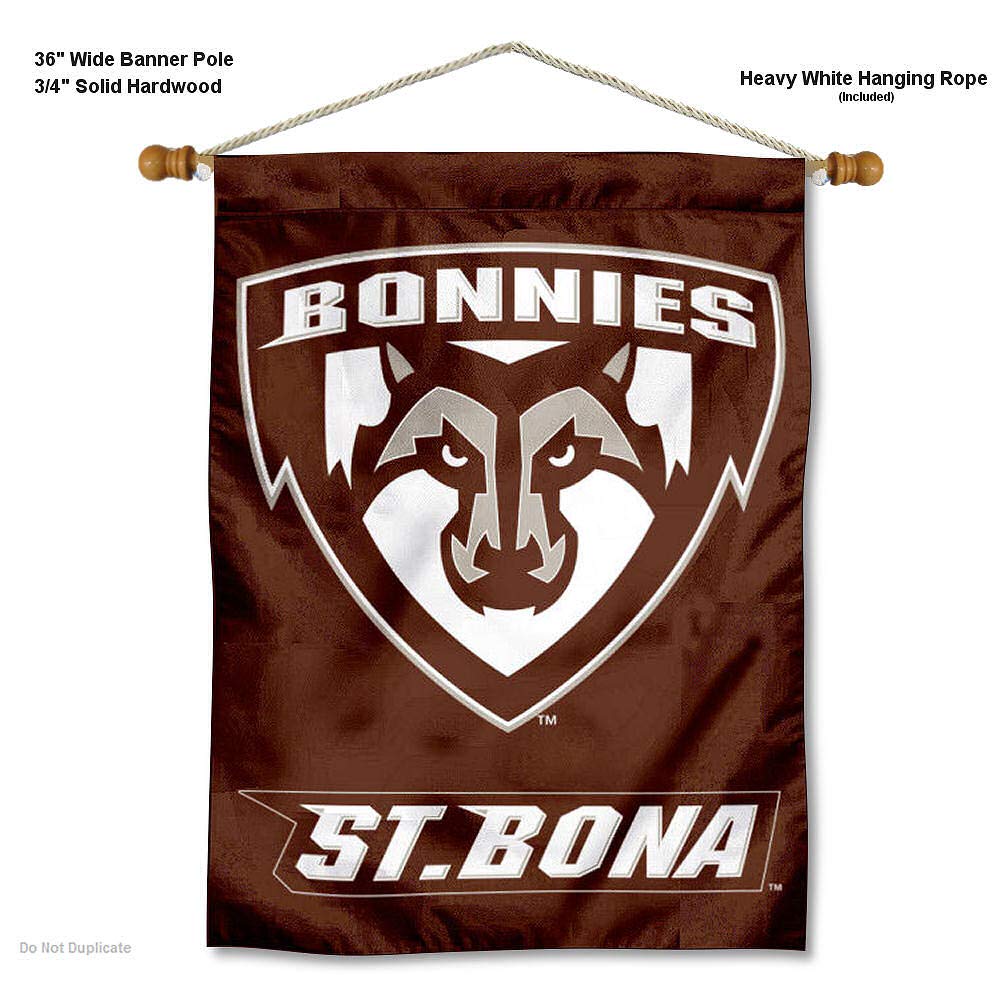 St. Bonaventure Bonnies Double Sided House Flag and Wood Banner Pole Set - Sports Collectibles, Sports Memorabilia, Sports Fan Shop, Sports Gifts