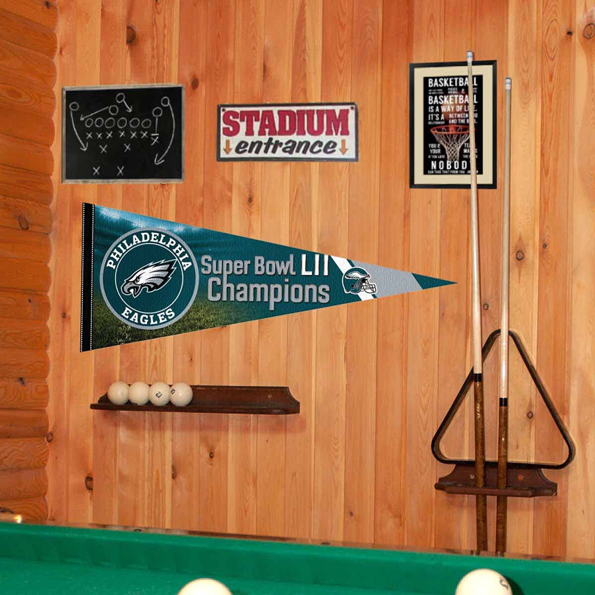 WinCraft Philadelphia Eagles 2017 Bowl Champions Pennant Banner Flag - Sports Collectibles, Sports Memorabilia, Sports Fan Shop, Sports Gifts