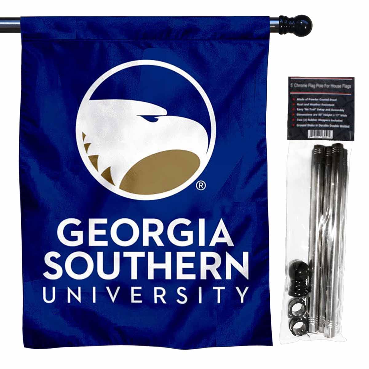 College Flags & Banners Co. Georgia Southern University Banner Flag with Pole Set - Sports Collectibles, Sports Memorabilia, Sports Fan Shop, Sports Gifts