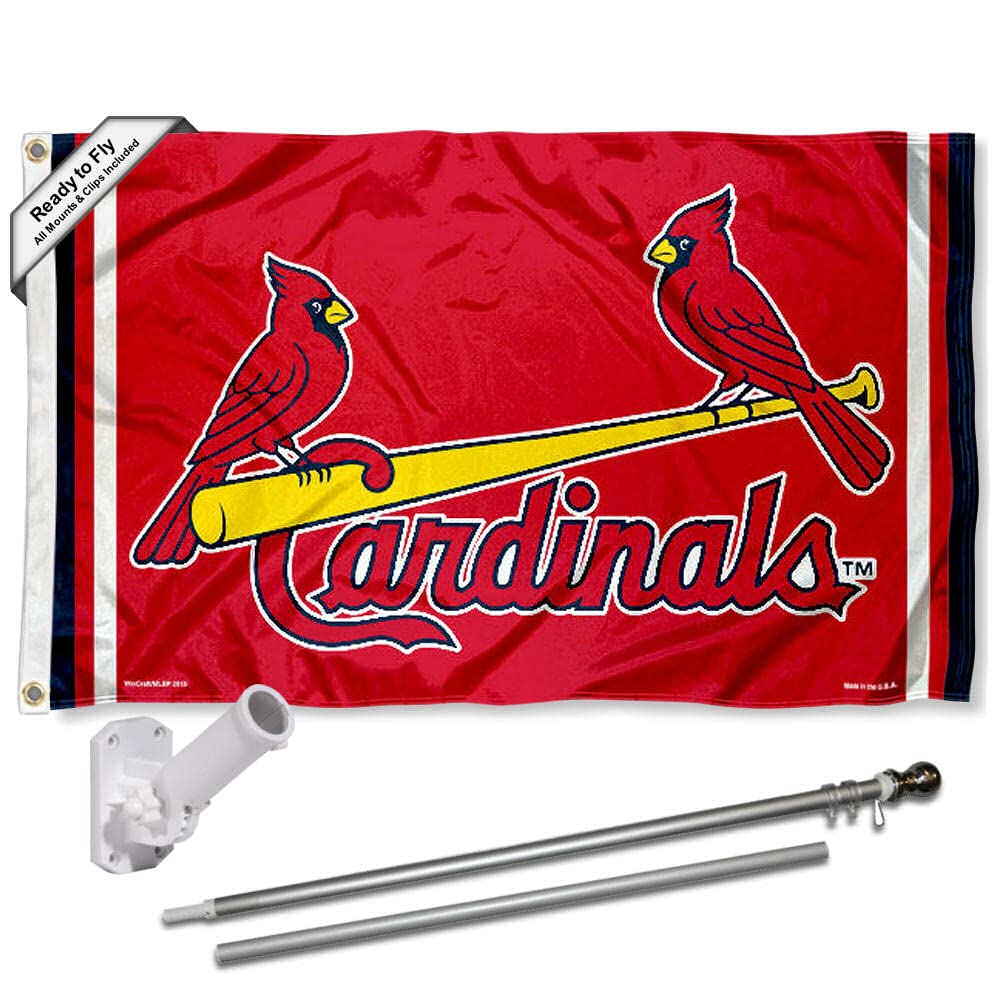 WinCraft St. Louis Cardinals Birds Flag Pole and Bracket Set - Sports Collectibles, Sports Memorabilia, Sports Fan Shop, Sports Gifts