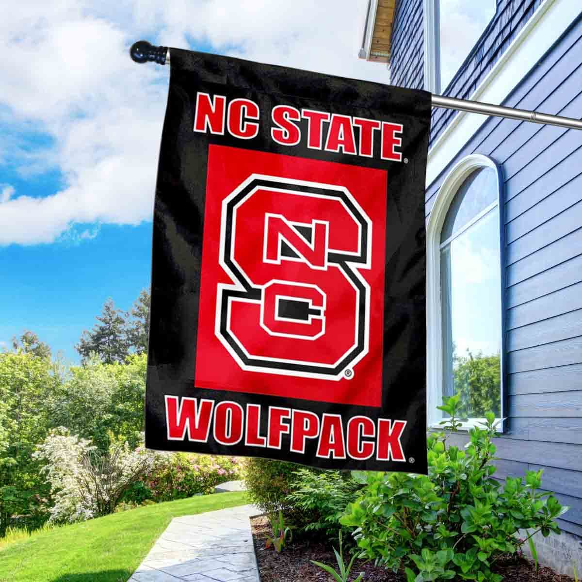 College Flags & Banners Co. North Carolina State Wolfpack Banner Flag with Flag Pole Set - Sports Collectibles, Sports Memorabilia, Sports Fan Shop, Sports Gifts
