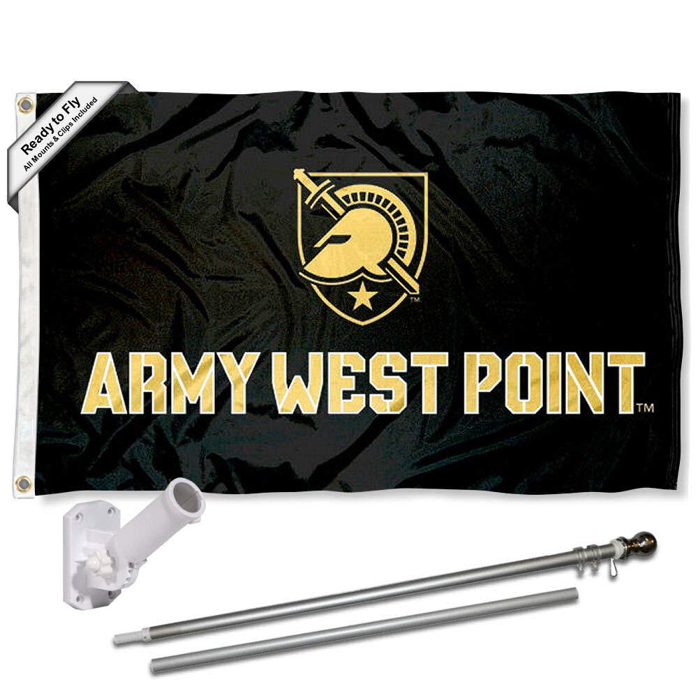 College Flags & Banners Co. Army Black Knights Athena Shield Flag with Pole and Bracket Kit - Sports Collectibles, Sports Memorabilia, Sports Fan Shop, Sports Gifts