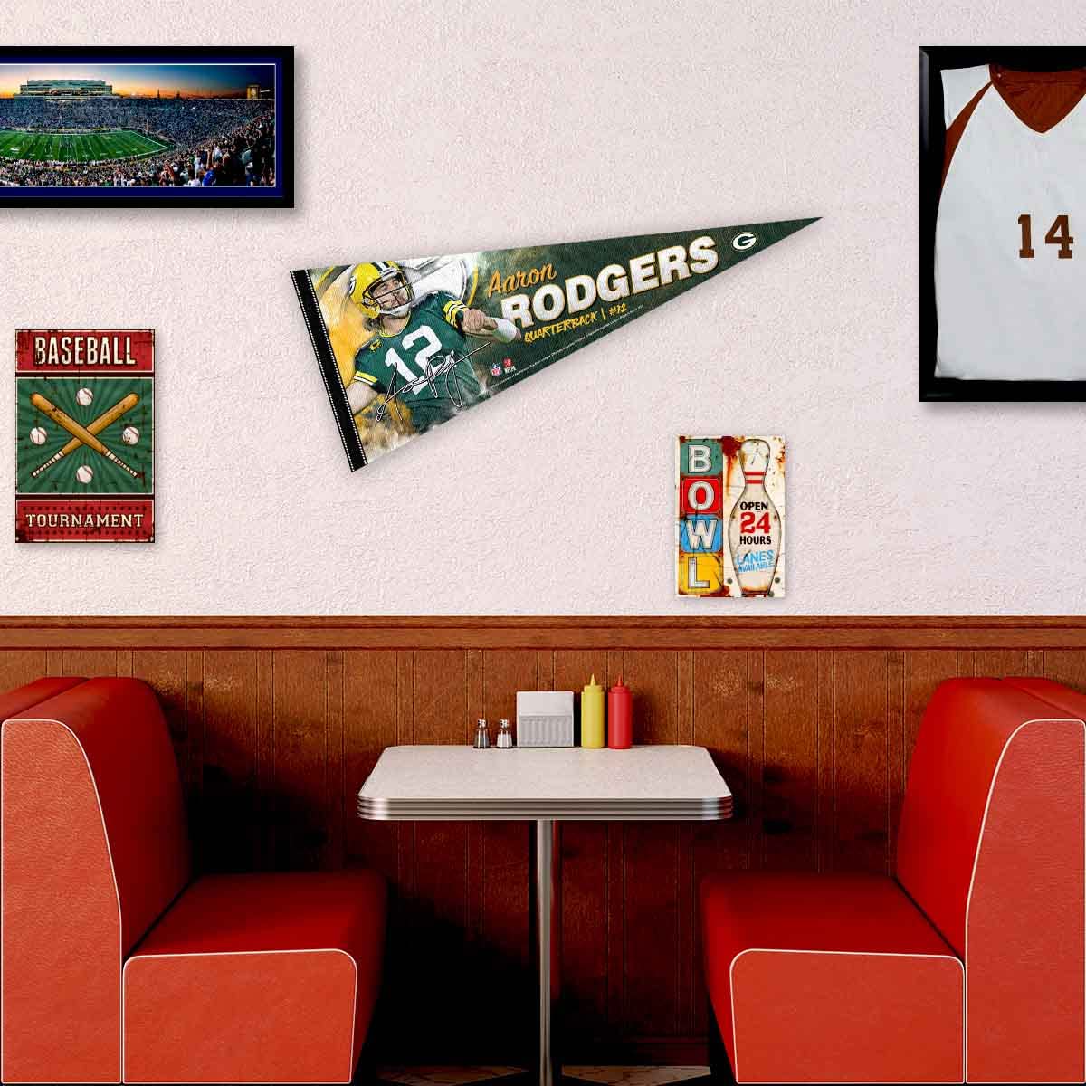 WinCraft Green Bay Packers Rodgers Pennant Banner Flag - Sports Collectibles, Sports Memorabilia, Sports Fan Shop, Sports Gifts