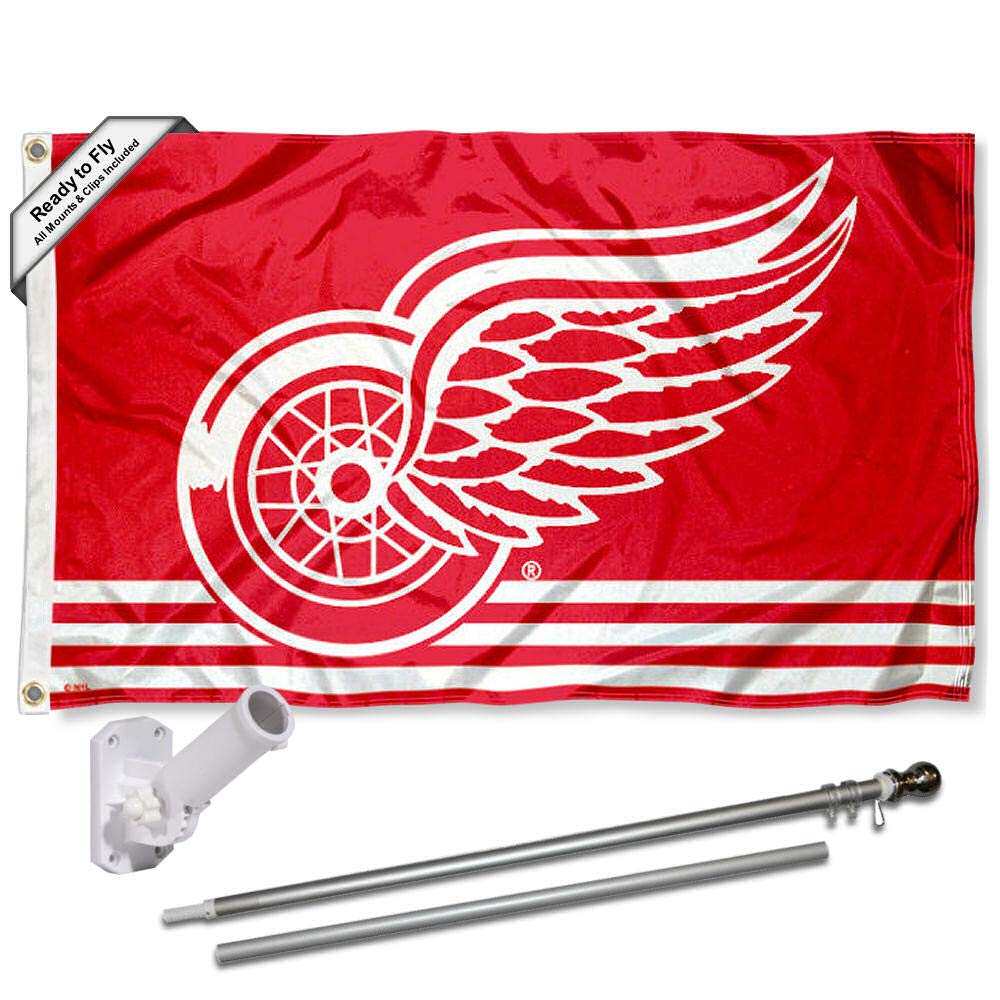 Detroit Red Wings Flag Pole and Bracket Set - Sports Collectibles, Sports Memorabilia, Sports Fan Shop, Sports Gifts