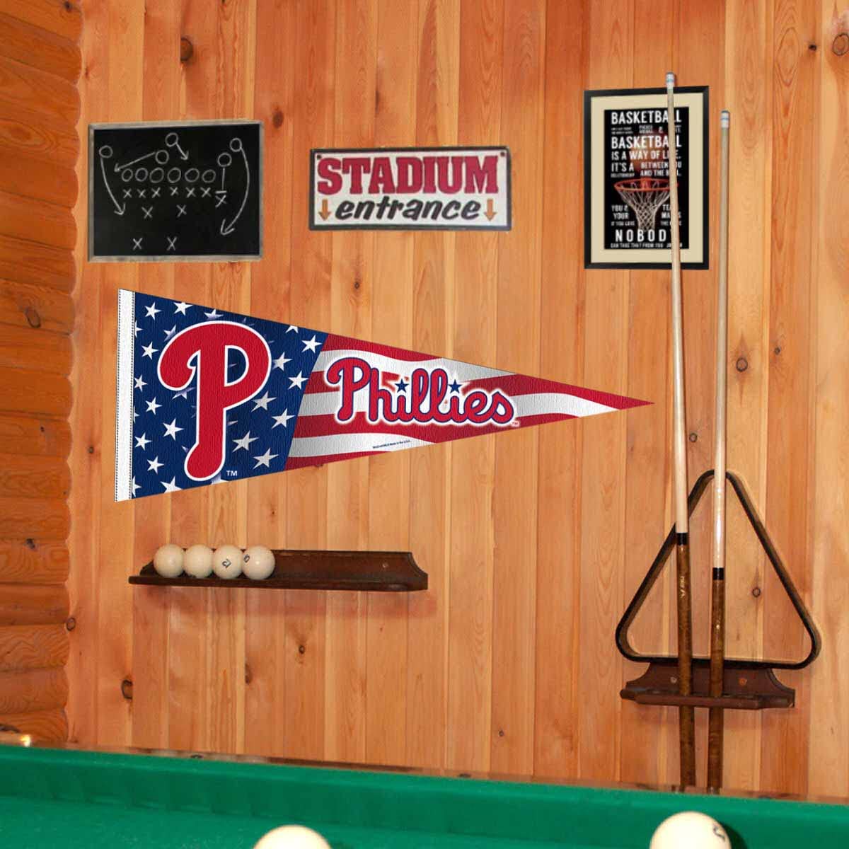 WinCraft Phillies Nation USA Stars and Stripes Pennant Full Size Pennant Flag - Sports Collectibles, Sports Memorabilia, Sports Fan Shop, Sports Gifts