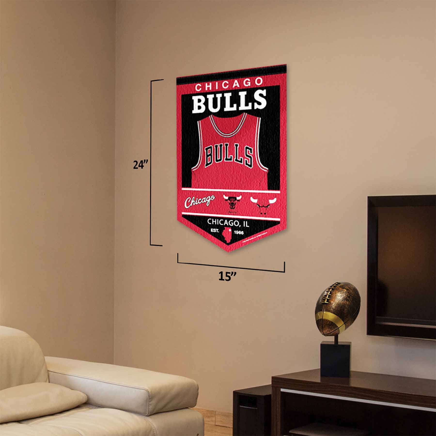 WinCraft Chicago Bulls Heritage History Banner Pennant - Sports Collectibles, Sports Memorabilia, Sports Fan Shop, Sports Gifts