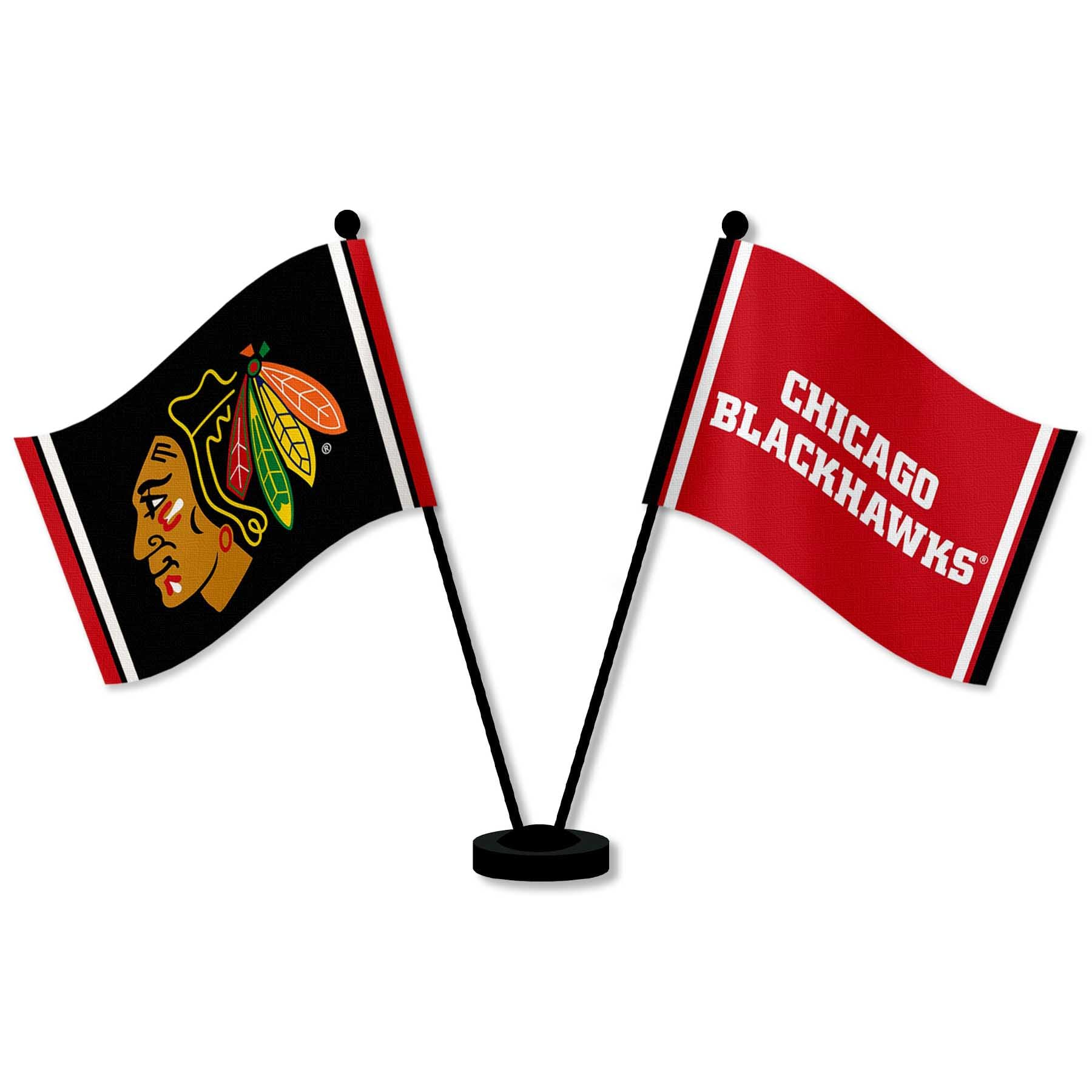 WinCraft Chicago Blackhawks Desk and Table Top Flags - Sports Collectibles, Sports Memorabilia, Sports Fan Shop, Sports Gifts