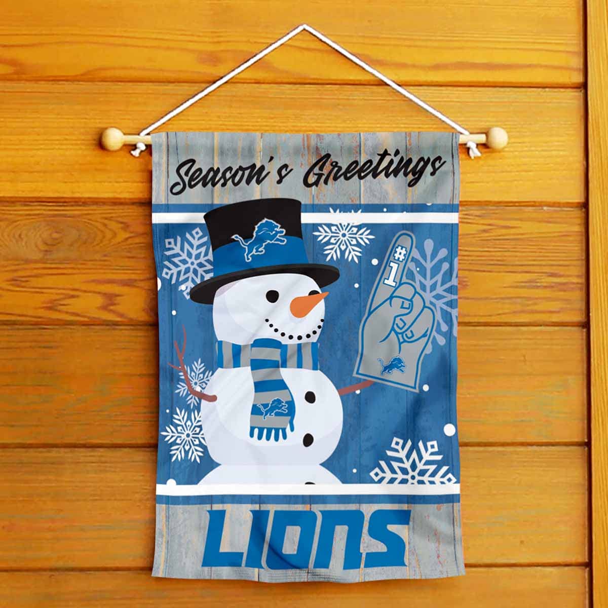 Detroit Lions Holiday Winter Snow Garden Flag Double Sided Banner - Sports Collectibles, Sports Memorabilia, Sports Fan Shop, Sports Gifts