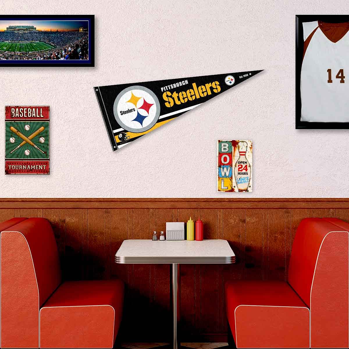 Pittsburgh Steelers Pennant Banner and Wall Tack Pads - Sports Collectibles, Sports Memorabilia, Sports Fan Shop, Sports Gifts