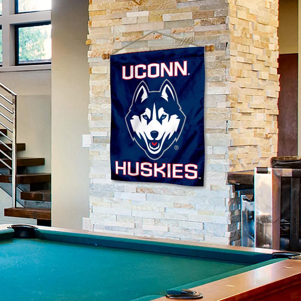 Connecticut Huskies House Flag and Wood Banner Pole Set - Sports Collectibles, Sports Memorabilia, Sports Fan Shop, Sports Gifts
