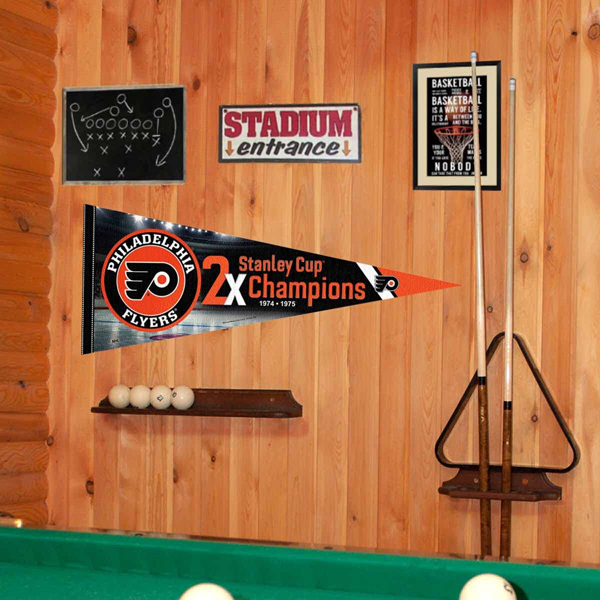 WinCraft Philadelphia Flyers 2 Time Cup Champions Pennant Banner Flag - Sports Collectibles, Sports Memorabilia, Sports Fan Shop, Sports Gifts