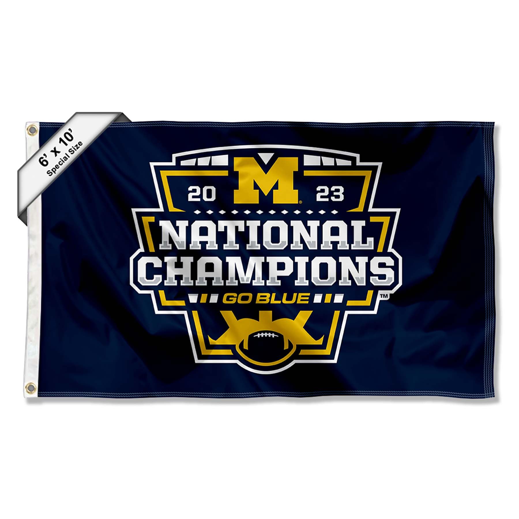 College Flags & Banners Co. Michigan Team University Wolverines 6x10 Feet 2023 Football National Championship Large Flag - Sports Collectibles, Sports Memorabilia, Sports Fan Shop, Sports Gifts