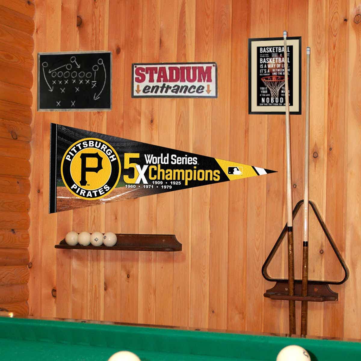 WinCraft Pirates 5 Time Champions Pennant Flag - Sports Collectibles, Sports Memorabilia, Sports Fan Shop, Sports Gifts