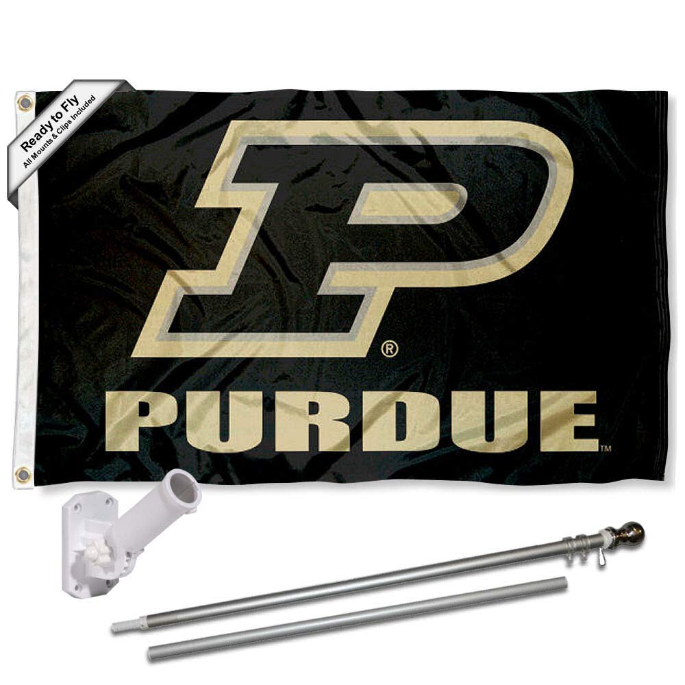 College Flags & Banners Co. Purdue Boilermakers Slant P Flag with Pole and Bracket Complete Set - Sports Collectibles, Sports Memorabilia, Sports Fan Shop, Sports Gifts