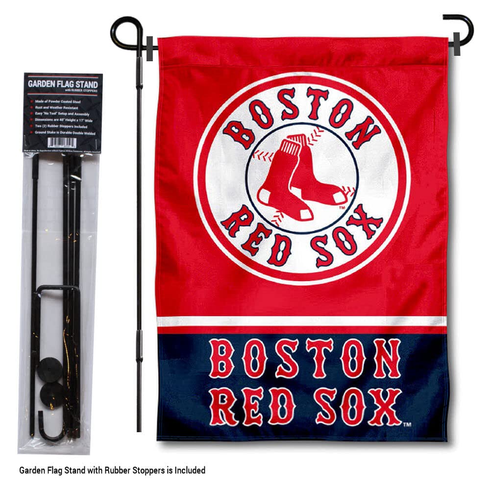 WinCraft Boston Red Sox Garden Flag with Stand Holder - Sports Collectibles, Sports Memorabilia, Sports Fan Shop, Sports Gifts