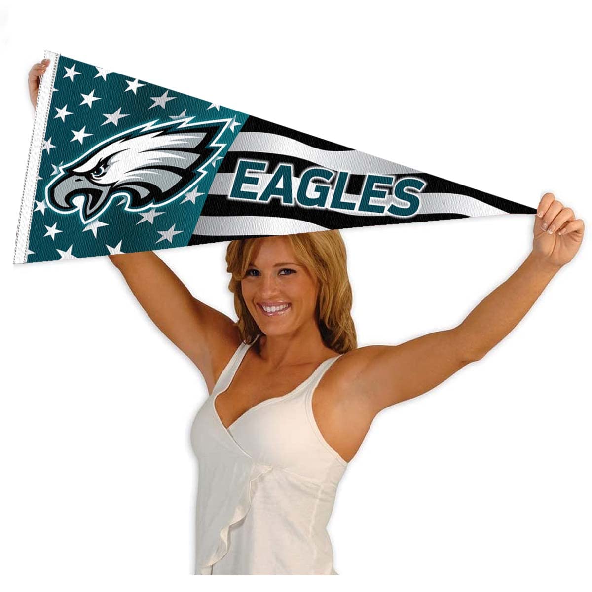 WinCraft Philadelphia Eagles Nation USA Americana Stars and Stripes Pennant Banner Flag - Sports Collectibles, Sports Memorabilia, Sports Fan Shop, Sports Gifts