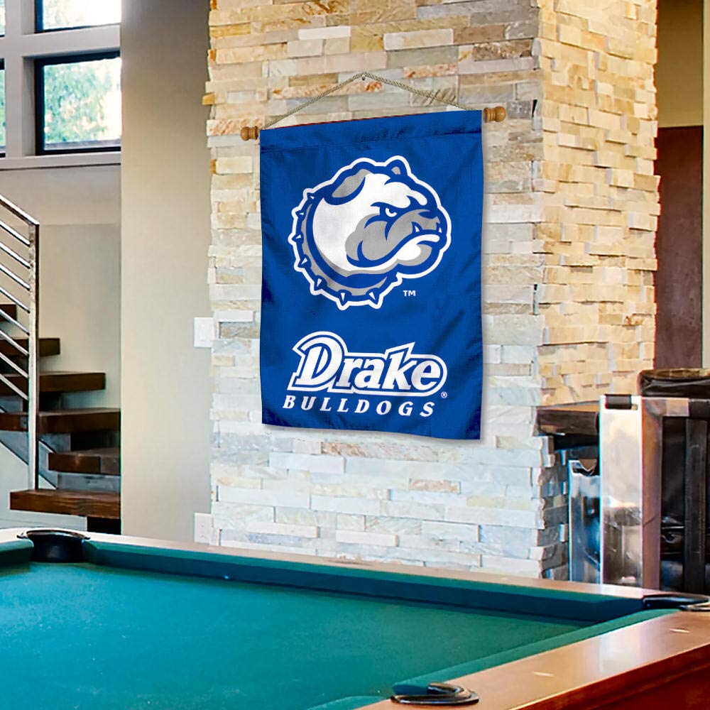 College Flags & Banners Co. Drake University Bulldogs Logo House Flag and Wood Banner Pole Set - Sports Collectibles, Sports Memorabilia, Sports Fan Shop, Sports Gifts