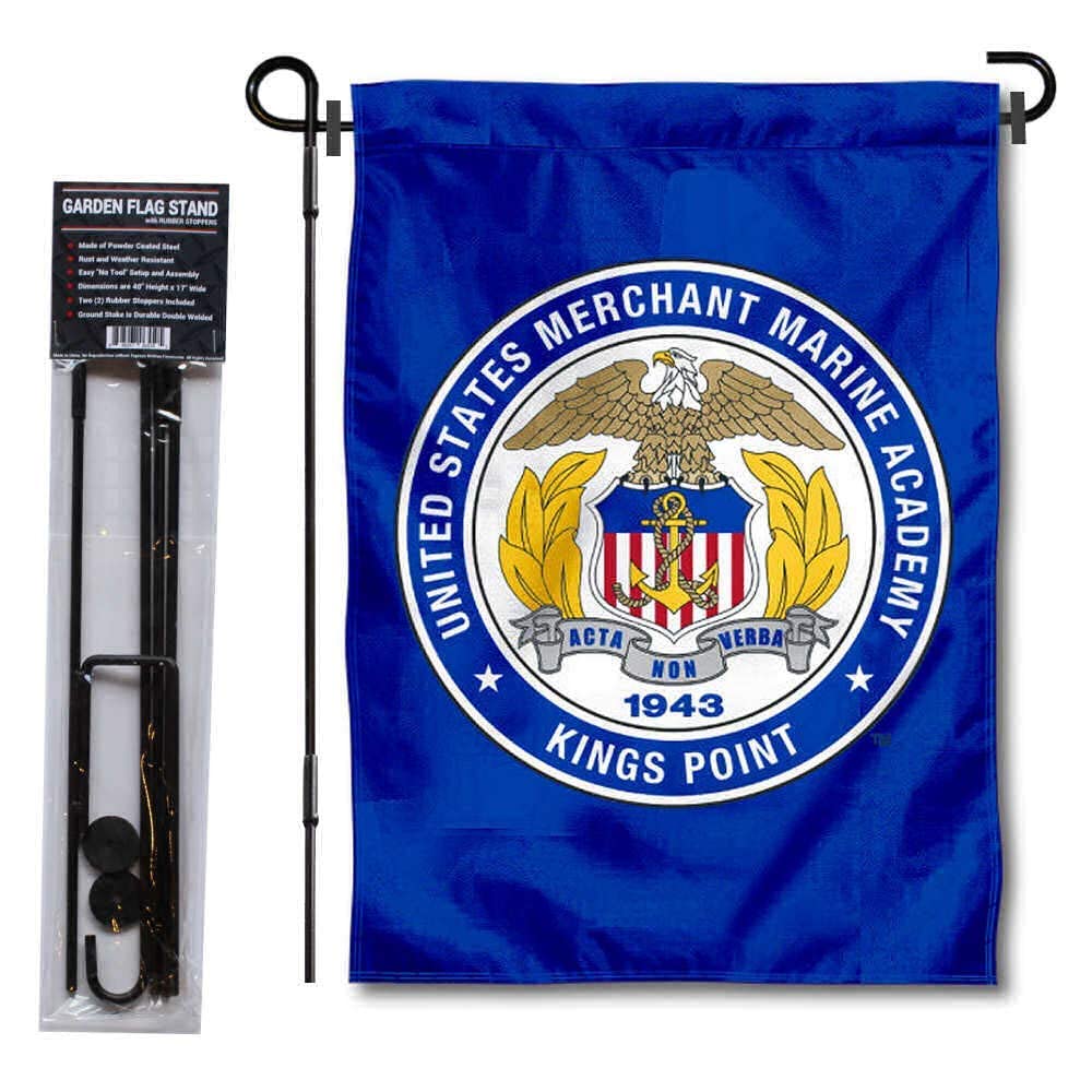 College Flags & Banners Co. USMMA Mariners Garden Banner and Flag Stand Pole Holder Set - Sports Collectibles, Sports Memorabilia, Sports Fan Shop, Sports Gifts
