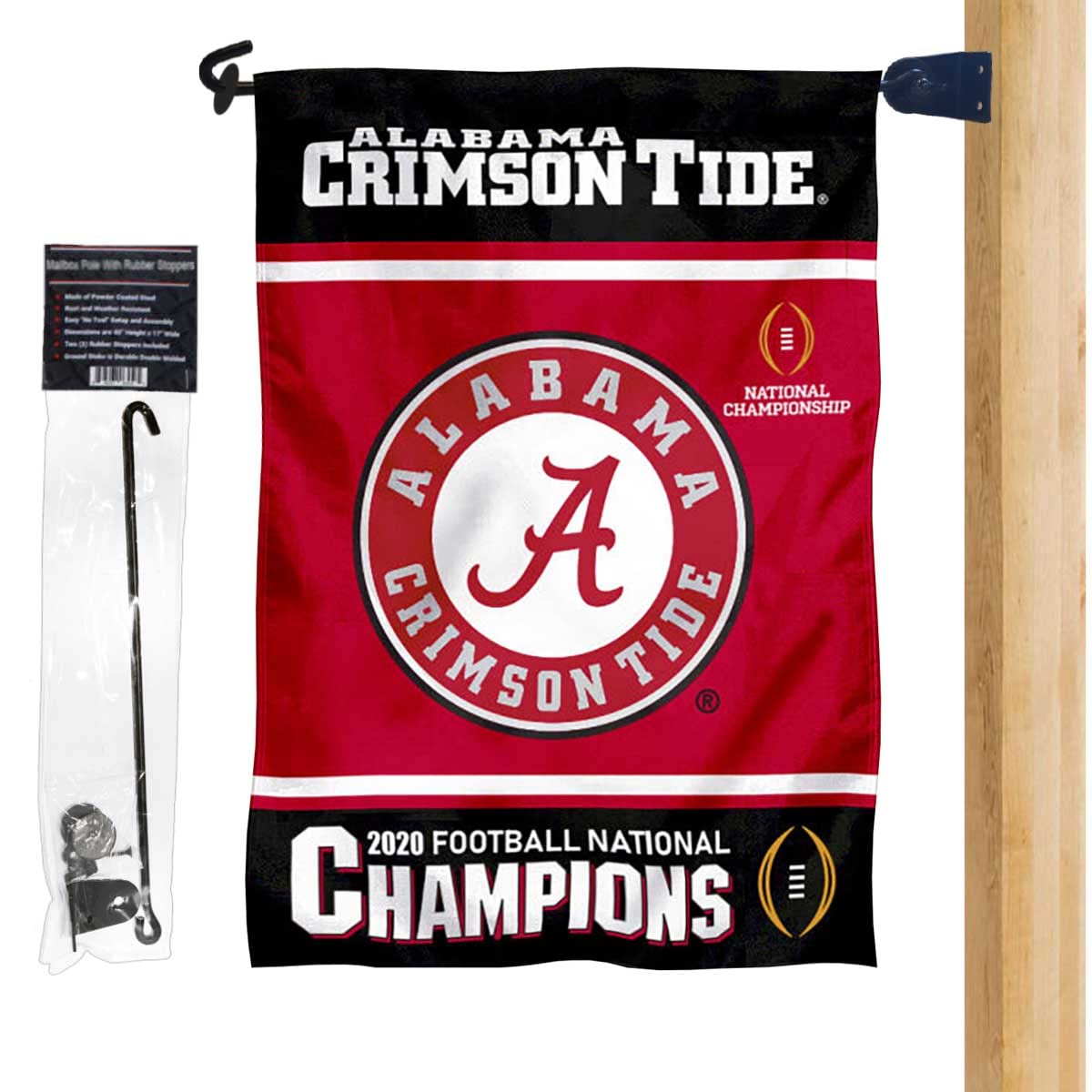 Alabama Crimson Tide 2020 Football CFP National Champions Garden Flag and Mailbox Post Pole Mount Holder Set - Sports Collectibles, Sports Memorabilia, Sports Fan Shop, Sports Gifts