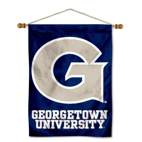 College Flags & Banners Co. Georgetown Hoyas House Flag and Wood Banner Pole Set - Sports Collectibles, Sports Memorabilia, Sports Fan Shop, Sports Gifts