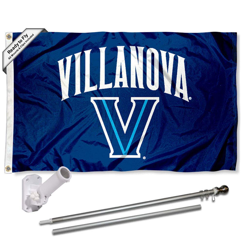 College Flags & Banners Co. Villanova Wildcats Flag with Pole and Bracket Complete Set - Sports Collectibles, Sports Memorabilia, Sports Fan Shop, Sports Gifts