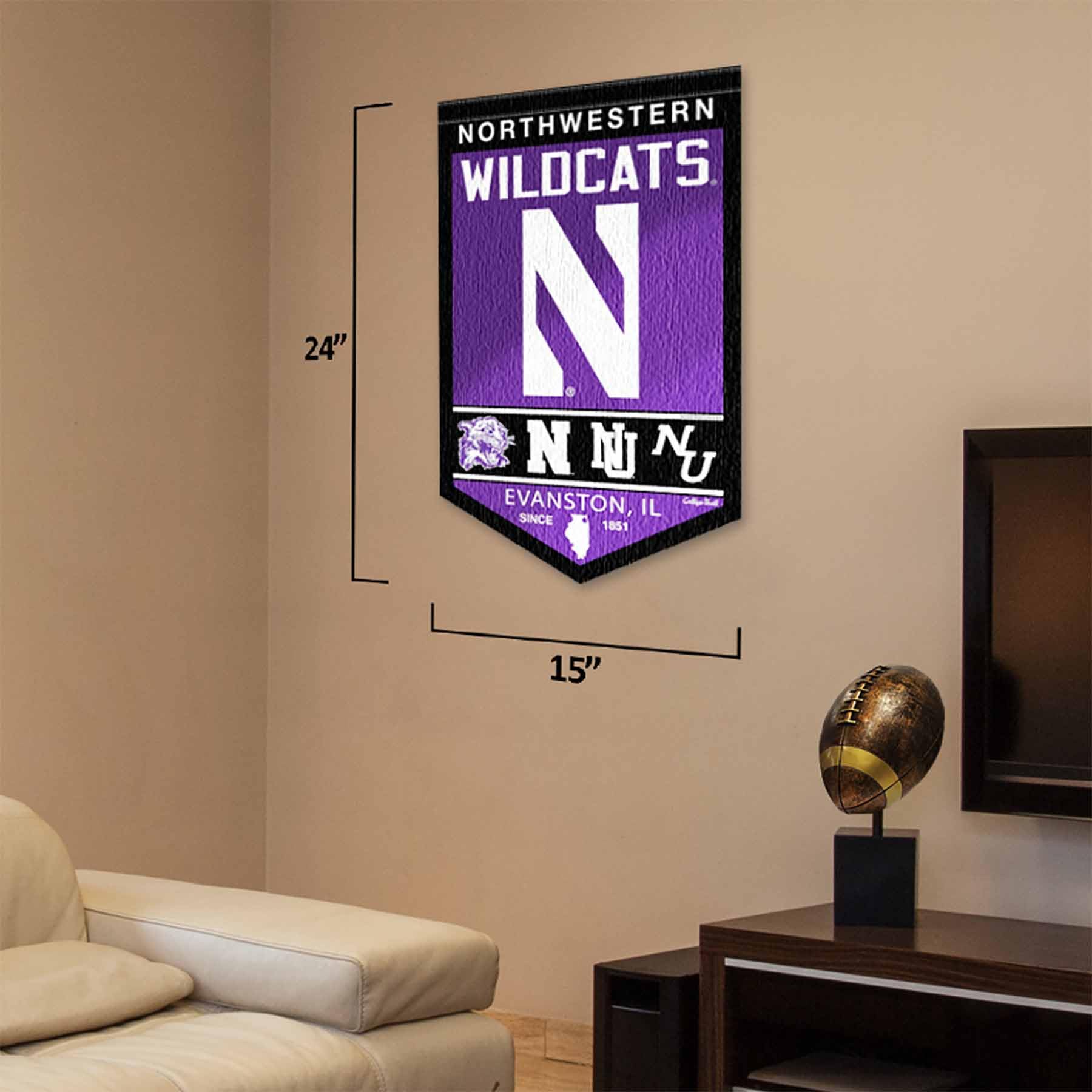 College Flags & Banners Co. Northwestern Wildcats Heritage History Banner Pennant - Sports Collectibles, Sports Memorabilia, Sports Fan Shop, Sports Gifts