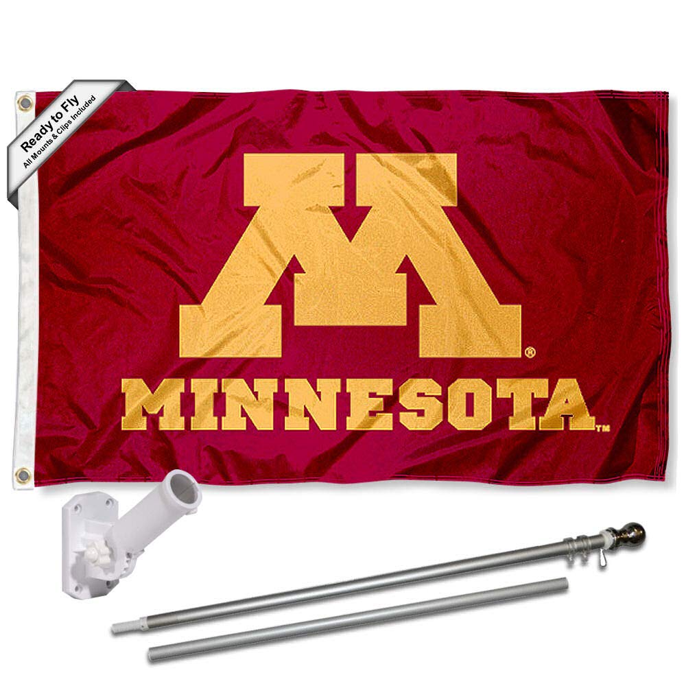 Minnesota Gophers Flag with Pole and Bracket Complete Set - Sports Collectibles, Sports Memorabilia, Sports Fan Shop, Sports Gifts