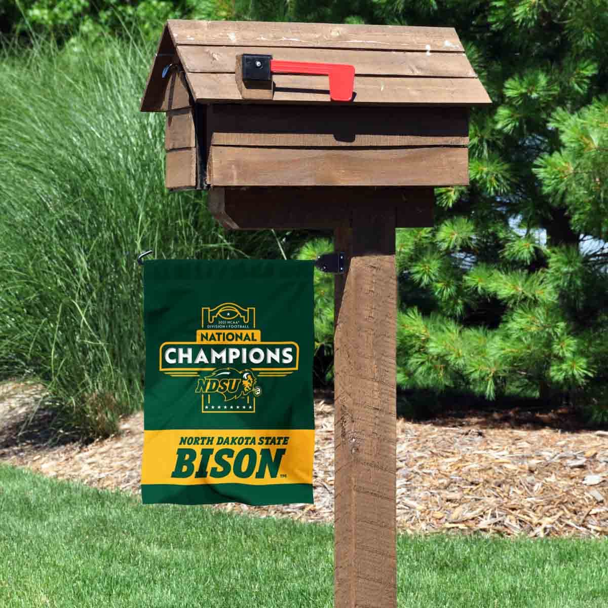 College Flags & Banners Co. North Dakota State Bison Official 2021 D1 Football National Champions Double Sided Garden Banner Flag - Sports Collectibles, Sports Memorabilia, Sports Fan Shop, Sports Gifts
