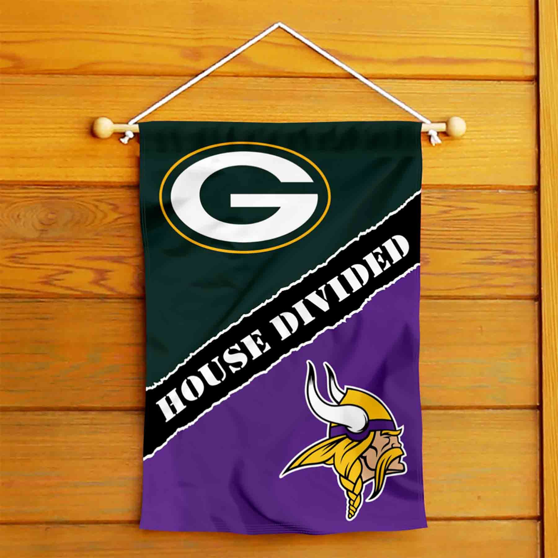 WinCraft House Divided Packers and Vikings Double Sided Garden Flag - Sports Collectibles, Sports Memorabilia, Sports Fan Shop, Sports Gifts