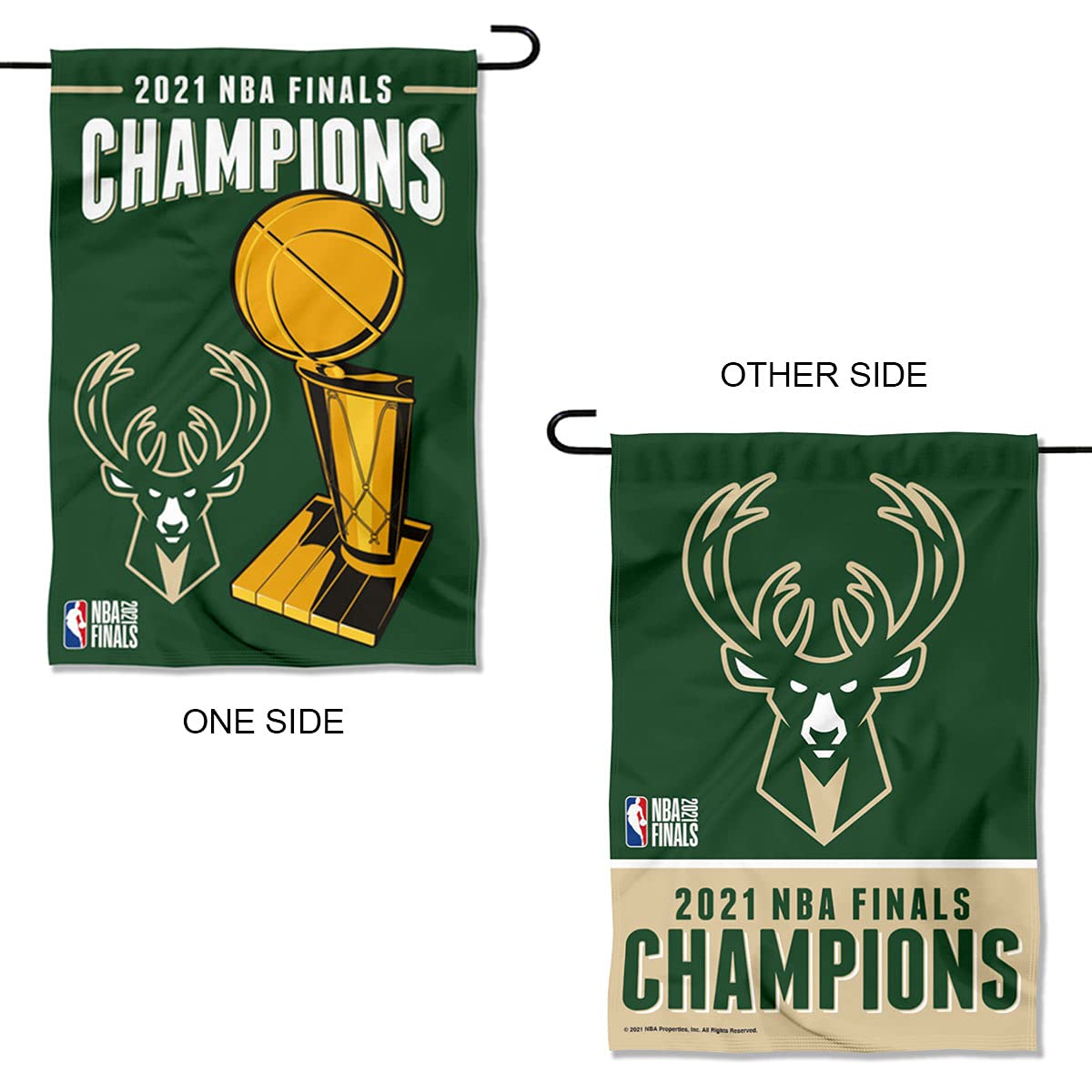 WinCraft Milwaukee Bucks 2021 NBA Champions Double Sided Garden Flag Banner - Sports Collectibles, Sports Memorabilia, Sports Fan Shop, Sports Gifts