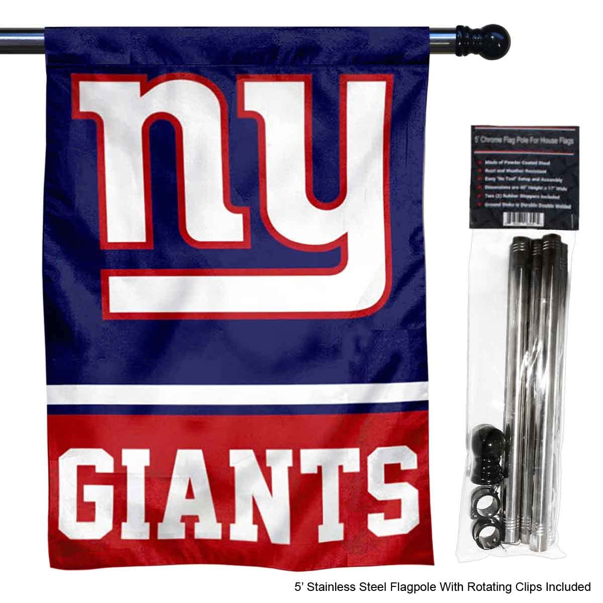 WinCraft Giants Banner House Flag and 5 Foot Flagpole Set - Sports Collectibles, Sports Memorabilia, Sports Fan Shop, Sports Gifts