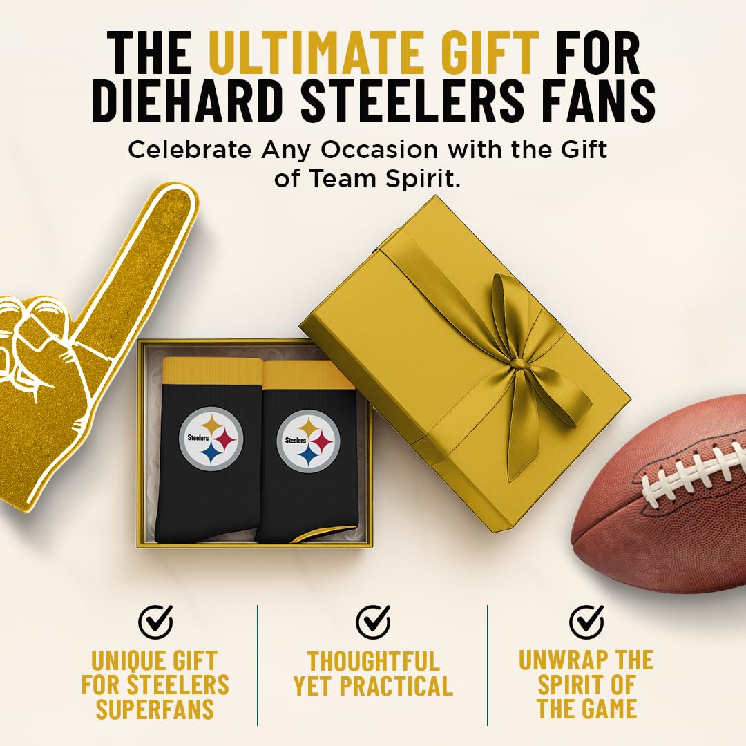 For Bare Feet NFL PITTSBURGH STEELERS MVP Crew Sock Team Color Youth - Sports Gifts, Sports Memorabilia, Sports Collectibles, Fan Shop