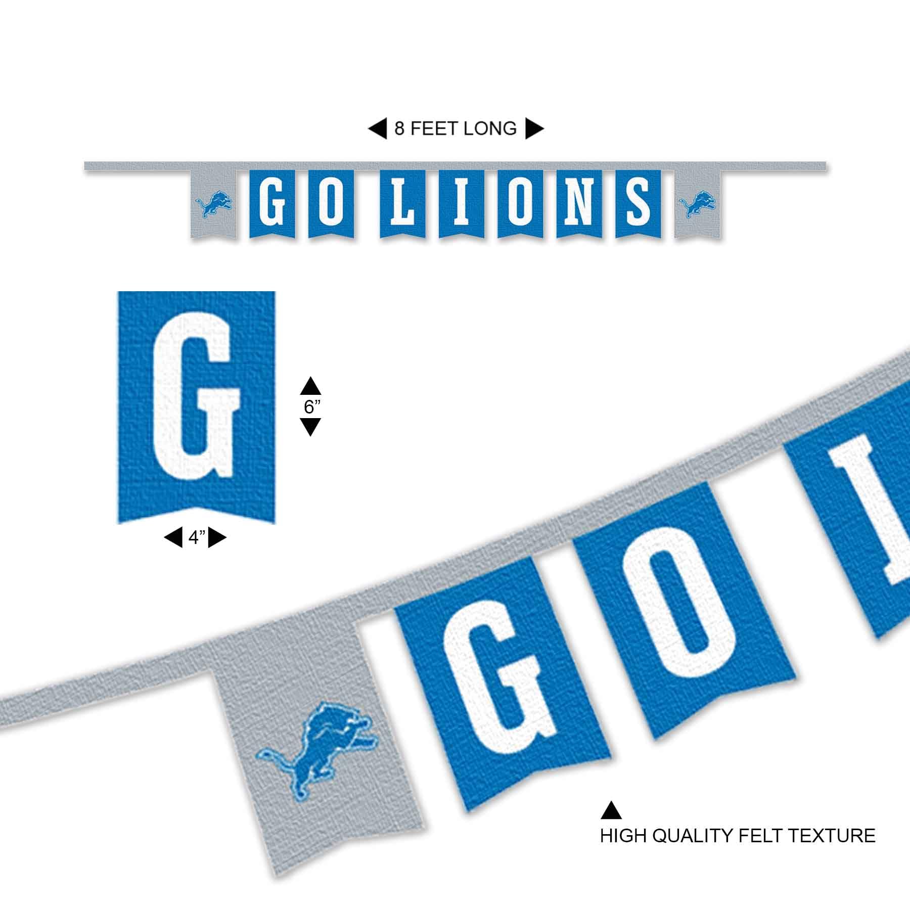 WinCraft Detroit Lions Banner String Pennant Flags - Sports Collectibles, Sports Memorabilia, Sports Fan Shop, Sports Gifts
