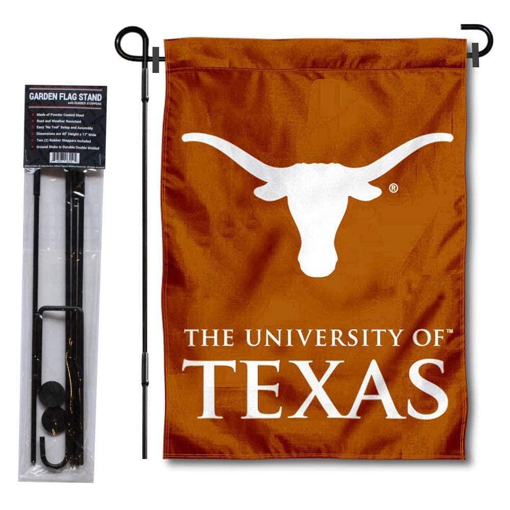 College Flags & Banners Co. Texas Longhorns Double Sided Garden Flag and Pole Holder Set - Sports Collectibles, Sports Memorabilia, Sports Fan Shop, Sports Gifts