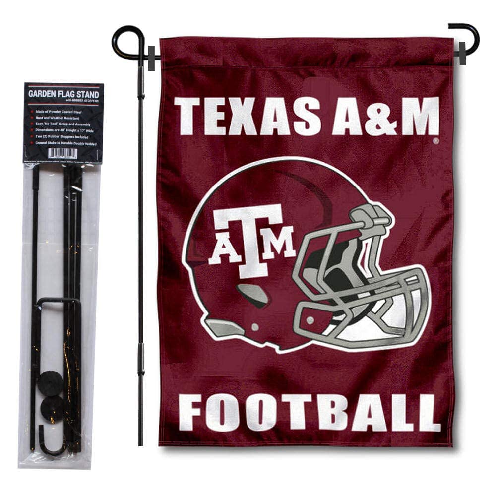 College Flags & Banners Co. Texas A&M Football Helmet Garden Banner and USA Flag Stand Pole Holder Set - Sports Collectibles, Sports Memorabilia, Sports Fan Shop, Sports Gifts