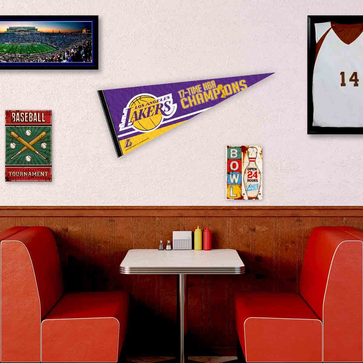 WinCraft Los Angeles Lakers 17 Time Champions Pennant Flag - Sports Collectibles, Sports Memorabilia, Sports Fan Shop, Sports Gifts