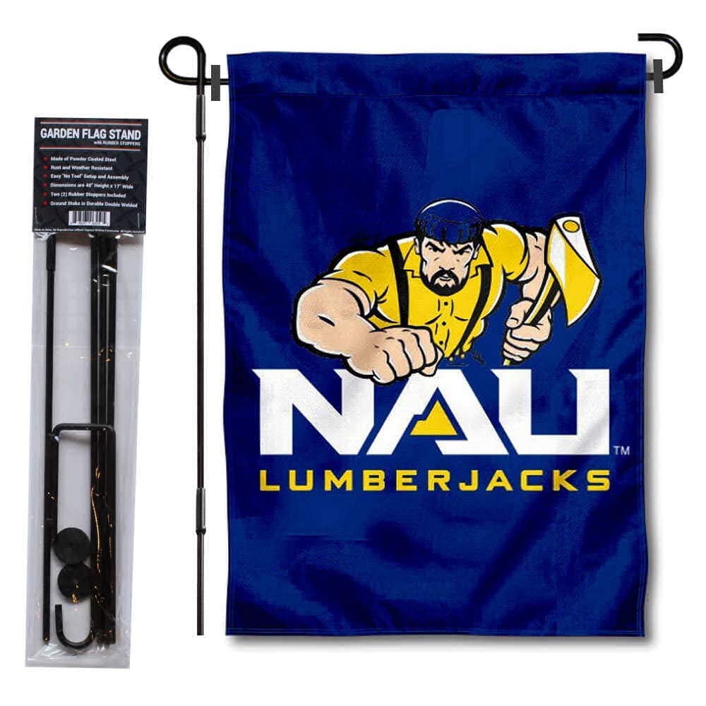 College Flags & Banners Co. Northern Arizona Lumberjacks Garden Flag and Stand Pole Holder Set - Sports Collectibles, Sports Memorabilia, Sports Fan Shop, Sports Gifts